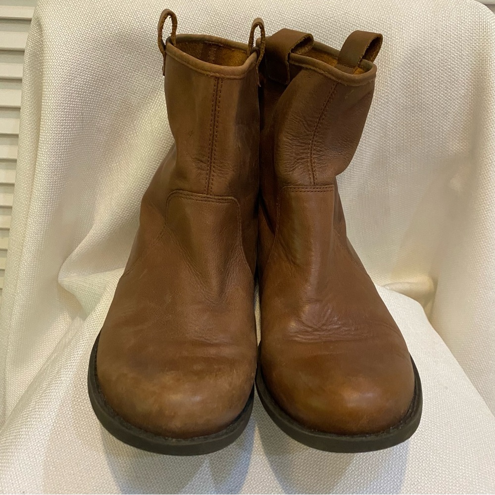 Sole Society Natasha Vintage Cognac Leather Pull On Boots Rubber Sole W 7 - Picture 5 of 8
